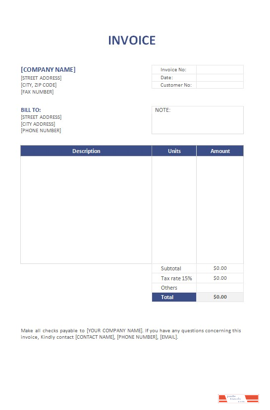 Free Invoice Format PSD template